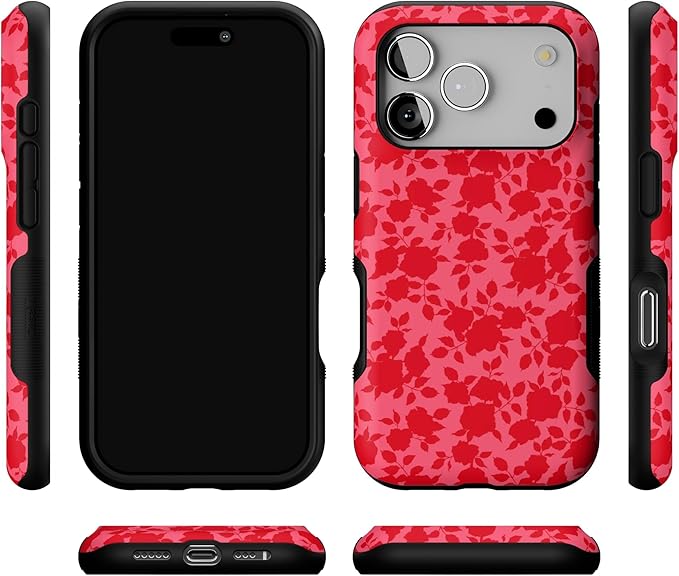 Casely iPhone 17 Pro Case | Rose Garden | Red Aesthetic | Bold Protective Design | Compatible with MagSafe