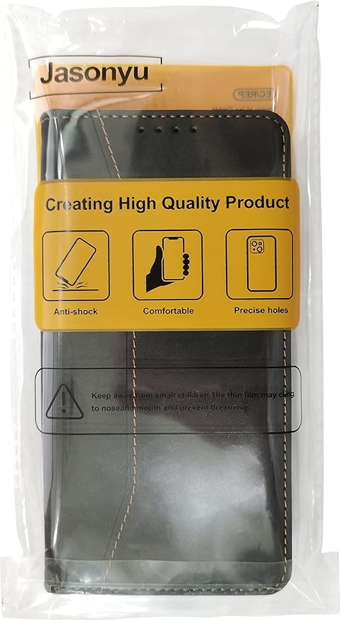 Jasonyu Flip Wallet Case for Samsung Galaxy S10,Leather Magnetic Folio Cover with Card Holder,Kickstand - TPU Shockproof Durable Protective Phone Case,Black