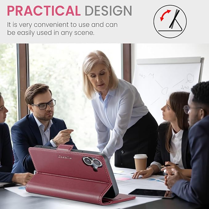 for iPhone 16 Plus Case, Premium PU Leather Wallet Case Flip Cover with [RFID Blocking][Card Holder][Stand Function] Shockproof Protective for iPhone 16 Plus, Red