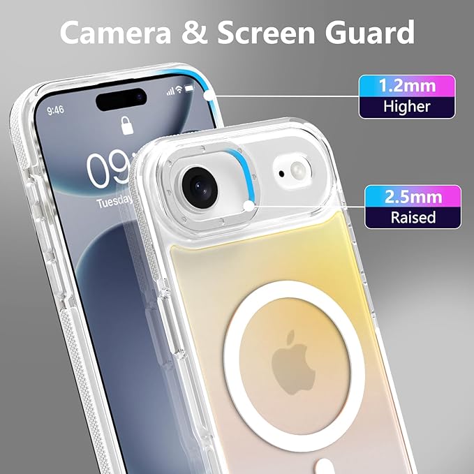 MOWIME Magnetic Case for iPhone Air [Compatible with Magsafe] [Cute Fashion Fluorescent Design] [1 Screen Protector] Slim Translucent Matte Case for iPhone Air 6.5" 2025, White