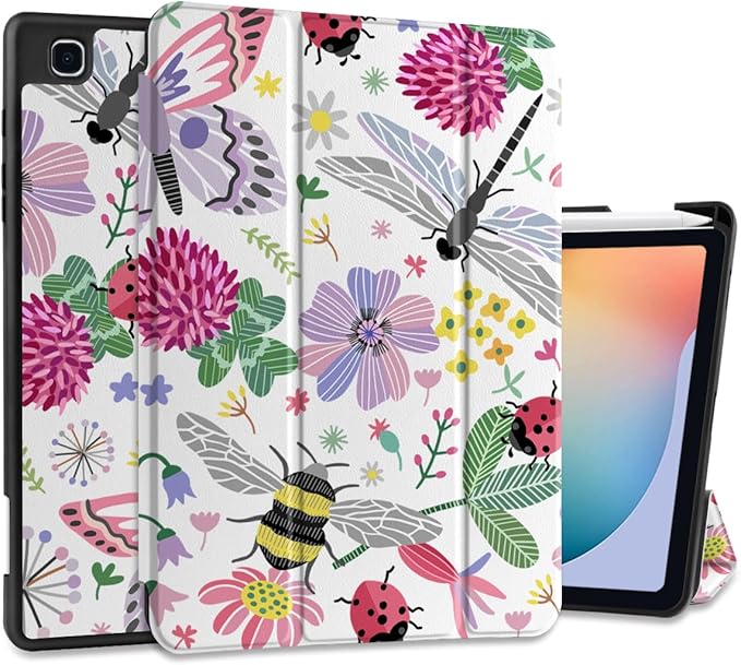 DONGKE Case for Samsung Galaxy Tab S6 Lite 10.4 Inch 2024/2022/2020, Trifold Stand + S Pen Holder + Auto Wake/Sleep + Soft TPU Protective Stand Back Cover, Dragonfly