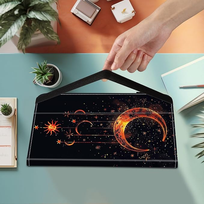 Case for Samsung Galaxy Tab A9 Plus/A9+ 5G 11 Inch 2023 Model (SM-X210/X216/X218),Card Slot PU Leather TPU Case Pen Holder Auto Wake Sleep,Moon Sun