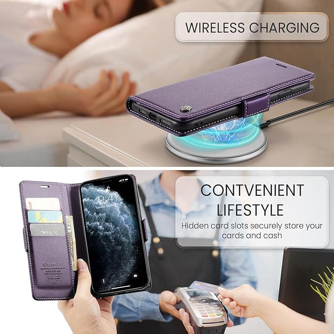 for iPhone 11 Pro Max Case, Premium PU Leather Wallet Case Flip Cover with [RFID Blocking][Card Holder][Stand Function] Shockproof Protective for iPhone 11 Pro Max, Purple