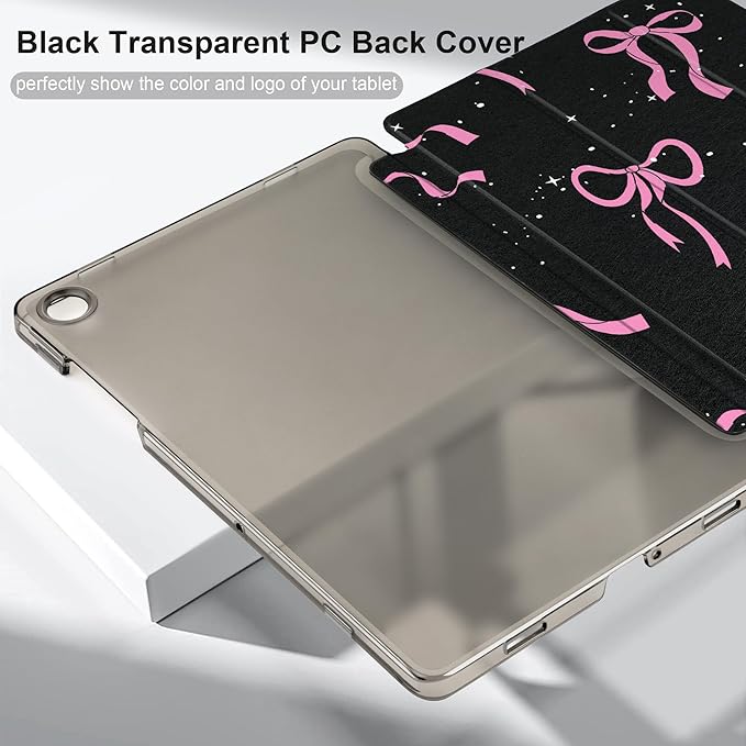 DONGKE Case for Samsung Galaxy Tab A9+/A9 Plus 11 inch 2024 2023 (SM-X210/X216/X218), Slim Stand Hard PC Translucent Back Shell Smart Cover, Auto Wake/Sleep - Bows & Stars