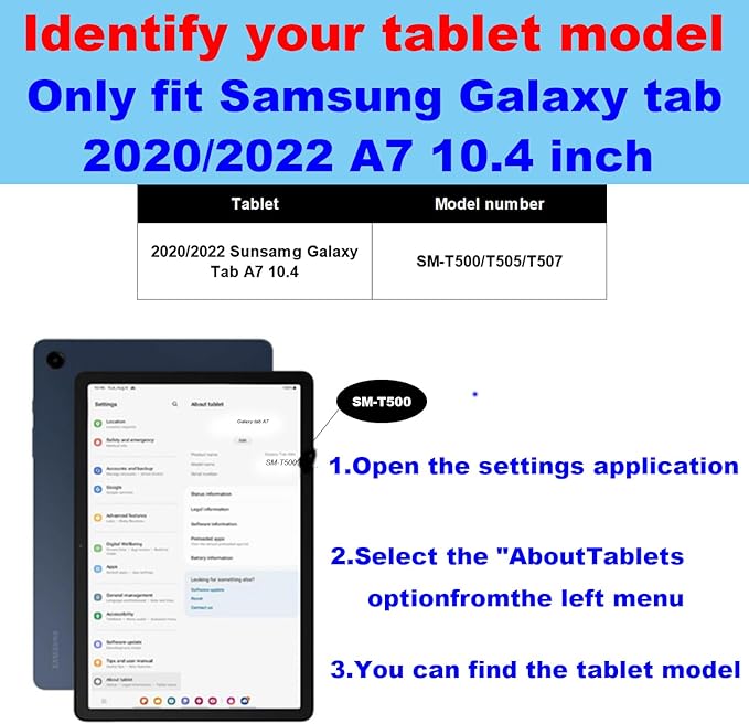 for Samsung Galaxy Tab A7 10.4 inch Case with S Pen Holder 2020/2022 Model(SM-T500/T505/T507) Genuine Leather Cover Protective Shell,Auto Wake/Sleep.Blue