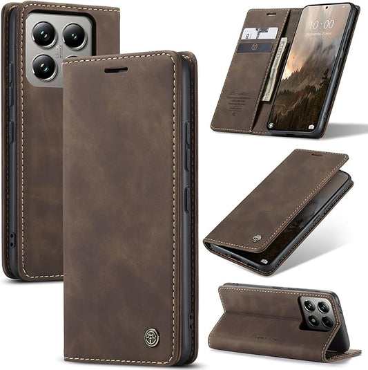 for Xiaomi 14T Pro Case, Flip Wallet Leather Case with Card Holder Magnetic Closure Shockproof Kickstand Protective Phone Cases Cover for Xiaomi mi 14T Pro, Coffee
