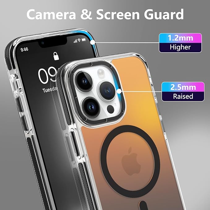 MOWIME Magnetic Case for iPhone 13 Pro Max [Compatible with Magsafe] [Cute Fashion Fluorescent Design] [1 Screen Protector] Slim Translucent Matte Case for iPhone 13 Pro Max 6.7" 2021, Black