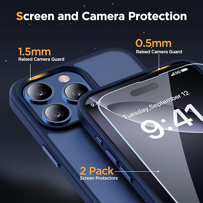 Miracase Magnetic Series for iPhone 16 Pro Max Case [Compatible with MagSafe] [with Screen Protector] Military-Grade Protection, Anti-Fingerprint, Slim Phone Case for 16 Pro Max 6.9 inch- Dark Blue
