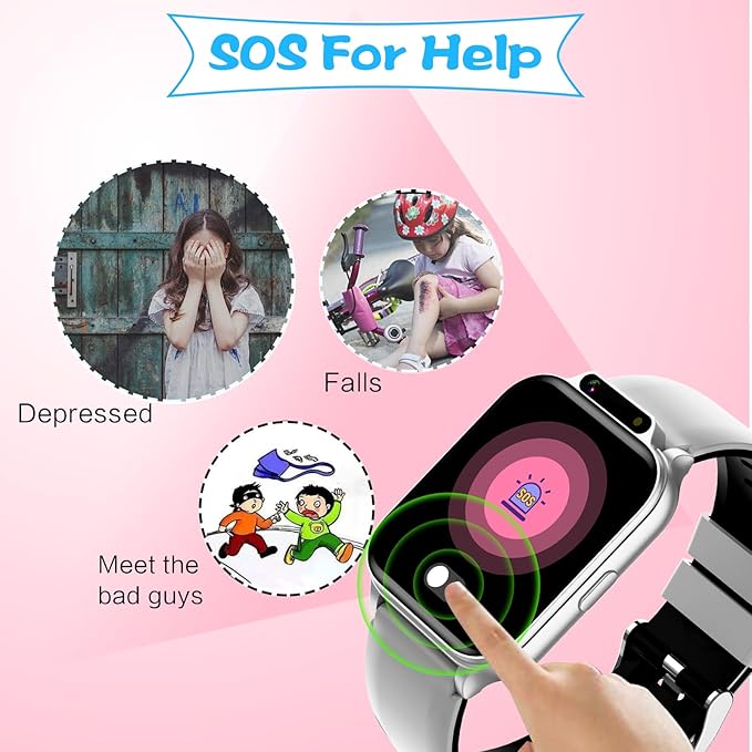 Smart Watch for Kids, 1.85" Fitness Tracker with Heart Rate, Sleep Monitor, IP68 Waterproof Smartwatches with Video Music, Pedometer, Game, NO APP/Phone, Gift for Boys Girls. (Classic, Silver)