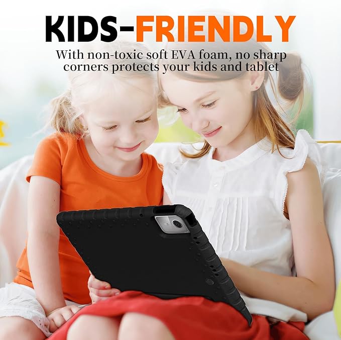 for Lenovo Tab M11 Case with Rotating Handle Stand, New Kids Heavy Duty Shockproof Cover for Lenovo Tab M11/Tab K11 LTE 11" 2024, Black