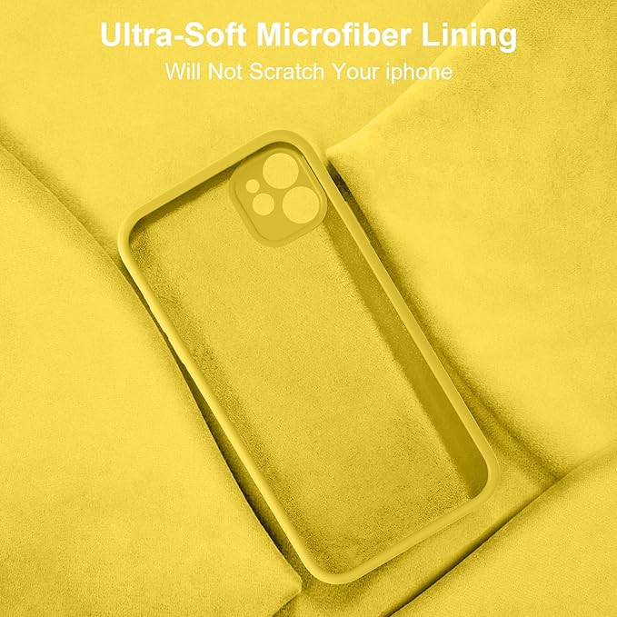 Vooii Compatible with iPhone 11 Case, Upgraded Liquid Silicone with [Flat Edges] [Camera Protection] [Soft Anti-Scratch Microfiber Lining] Phone Case for iPhone 11 6.1 inch - Yellow