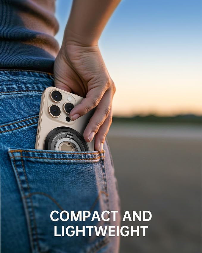 SYNCWIRE for MagSafe Ring Phone Holder, 360° Rotation Magnetic Cell Phone Grip Dual-Sided Magnets Phone Ring Kickstand Compatible with iPhone 16 15 14 13 12 Pro Max MagSafe, Android, Samsung etc.