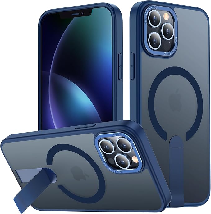 for iPhone 14 Pro Case with Kickstand, Compatible with MagSafe, [Invisible Stand] Anti-Slip Shockproof Military-Grade Protection, Magnetic Phone Case for iPhone 14Pro Cover (Blue)