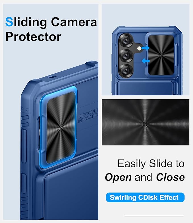 for Samsung Galaxy S25 Wallet Case, Card Holder (4-5 Cards), RFID Block, Slide Camera Cover & Military Grade Drop Proof, Hard Heavy Duty Men Women Protective Phone Case for Galaxy S25, Blue