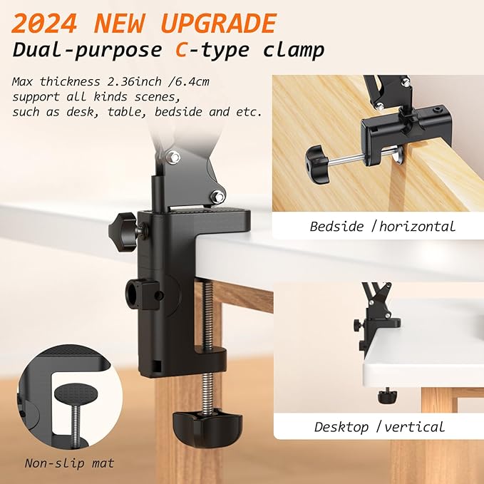 VRIG Magnetic Phone Holder Mount for Desk,MagSafe Flexible Overhead Phone Mount Stand,360° Free Adjustable Long Arm Cell Phone Stand for Desk/Bed for iPhone and More/Android,Magnetic Ring Included