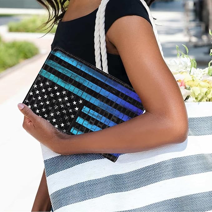 Case for Samsung Galaxy Tab A7 10.4 inch 2022/2020 (SM-T500/T503/T505/T507/T509), Premium PU Leather Stand Folio Cover with Auto Sleep/Wake, Blue American Flag