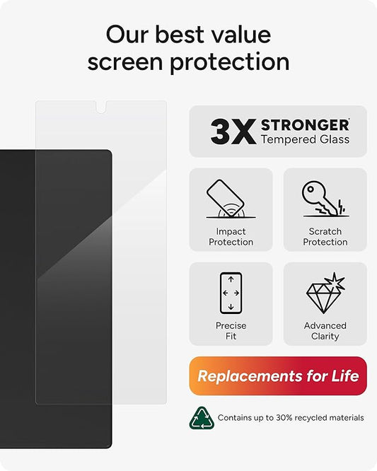 ZAGG Glass+ Samsung Galaxy Z Fold7 Screen Protector (Front Screen Only) – 3x Stronger, Scratch-Resistant, Smudge-Resistant, Fingerprint Scanner Compatible, InvisibleShield, Easy Installation