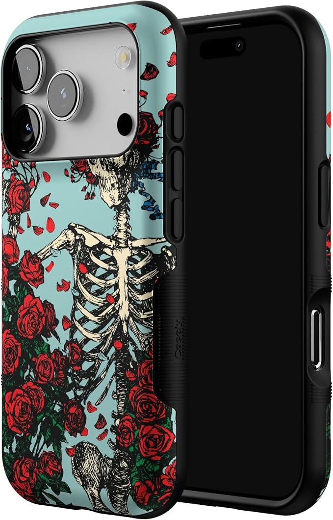 Casely iPhone 17 Pro Case | Forever Grateful | Grateful Dead Skeleton Floral | Bold Protective Design | Compatible with MagSafe
