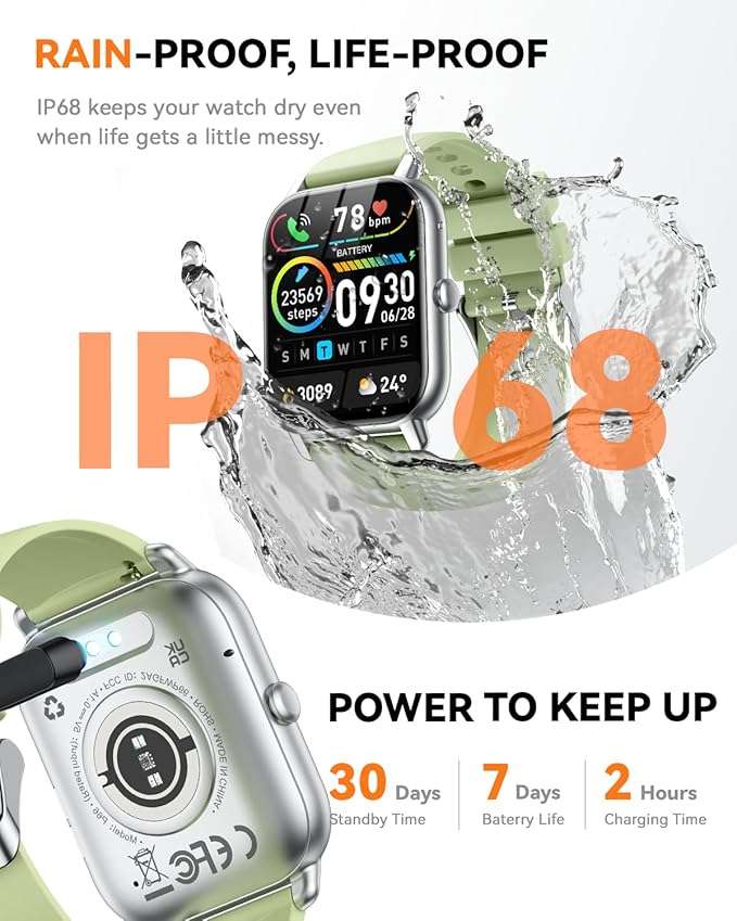 Smart Watches for Men Women(Answer/Make Call), 1.85 inch HD Fitness Tracker Watch with Activity Counter/Sleep Monitor/ 110+ Sports Modes, IP68 Waterproof Smart Watch for Andriod iPhone iOS Compatible