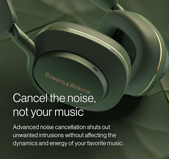 Bowers & Wilkins Px7 S2e Bluetooth Headphones Over The Ear, Over-Ear Headphones - Enhanced Noise Cancellation & Transparency Mode, Crystal-Clear Calls, 30-Hour Playback, Forest Green