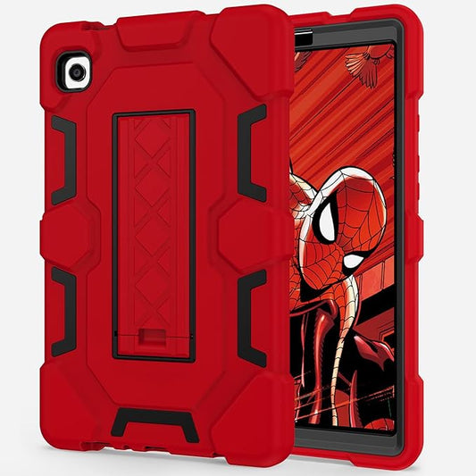 CCMAO Case for Samsung Galaxy Tab A9 Case 8.7 Inch 2023 Model, Heavy Duty Shockproof Hybrid Three Layer Protective Cover with Kickstand for Samsung A9 Tablet 8.7" (SM-X110/X115/X117), Red+Black