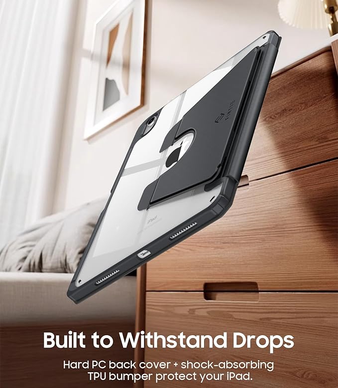 Fintie Vertical Stand Case for iPad (A16) 11th Generation 11 Inch (2025), iPad 10th Generation 10.9 Inch (2022), Multi-Angle Viewing Clear Cover with Pencil Holder, Magnetic Ultra-Stable, Black