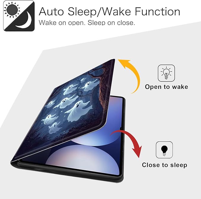 Case for Samsung Galaxy Tab S10 Plus/ S9 FE Plus/ S9 Plus 5G Tablet 12.4'', Slim PU Leather Stand Cover with Auto Wake/Sleep, Multi-Angle Viewing & Shockproof, Ghosts Flying