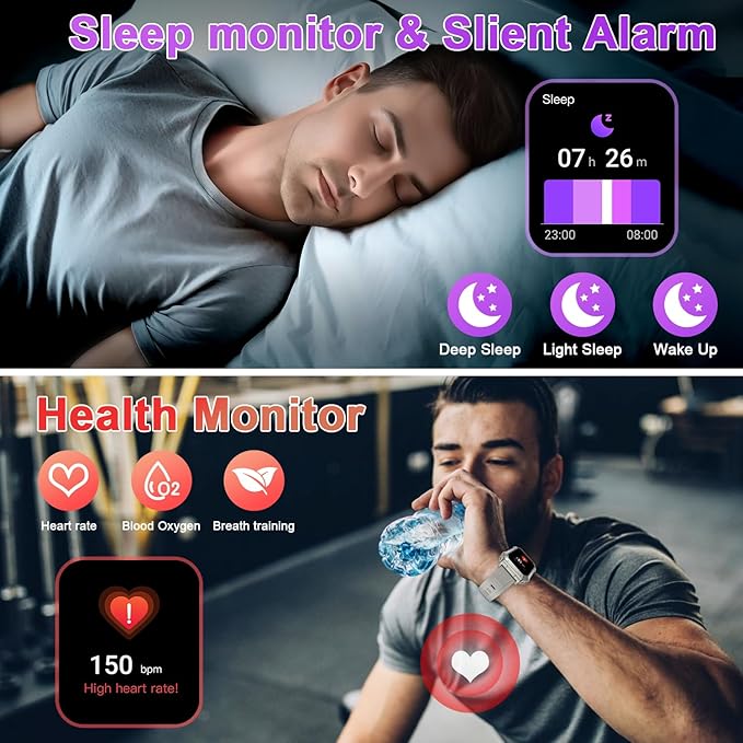 Smart Watch for Men Fitness Tracker: Military Smart Watches for Men Digital Mens Watches Make/Answer Call Running Waterproof Smartwatch Android Phones iPhone Samsung Compatible Heart Rate Monitor