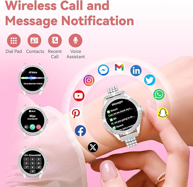 Smart Watch for Women - Make/Answer Call, 1.32" IP67 Waterproof Fitness Watch with Heart Rate Sleep Monitor, 100+ Sports Modes Activity Tracker, Step Counter Smartwatch for iOS Android