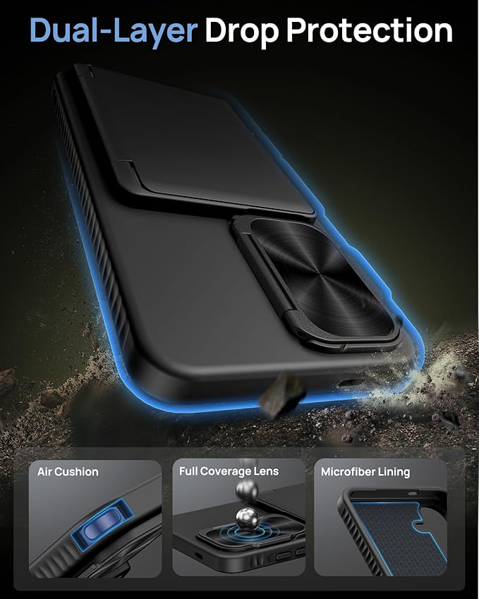 for Samsung Galaxy S25 Case Wallet, Built-in Stand & Card Holder & Camera Cover, Full Body Protective Rugged Multifunctional Wallet Kickstand Phone Cover Case for Samsung S25 6.2" 2025, Black