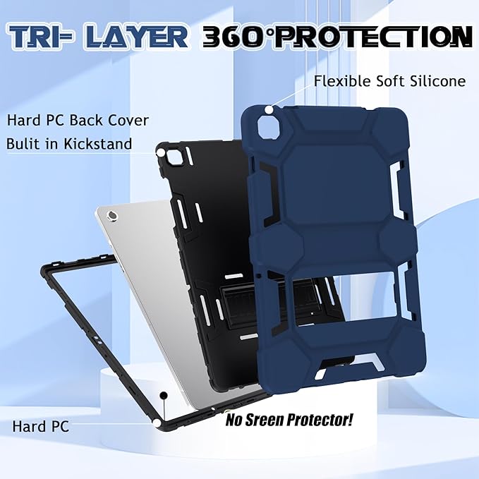 Rugged Case for Samsung Galaxy Tab A9+/ A9 Plus Case 11 inch 2023 - Heavy Duty Shockproof Protective Cover with Kickstand - for Samsung Galaxy Tab A9+ Plus (SM-X210/X216/X218), NavyBlue+Black