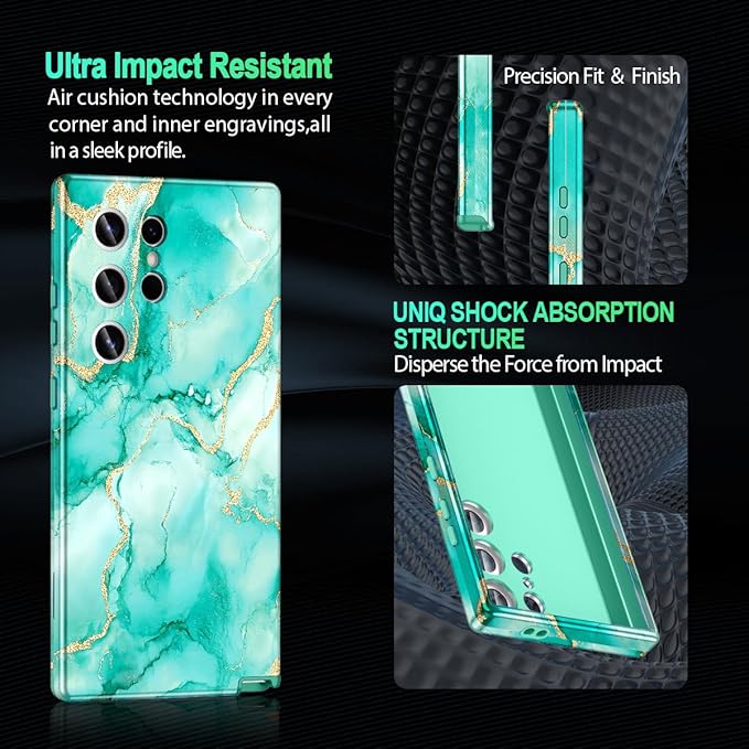 Casetego for Galaxy S24 Ultra Case,Compatible with MagSafe,[Military Grade Drop Test] Full Body Protection Slim Shockproof Rugged Marble Women Case for Samsung Galaxy S24 Ultra 6.8 inch,Turquoise