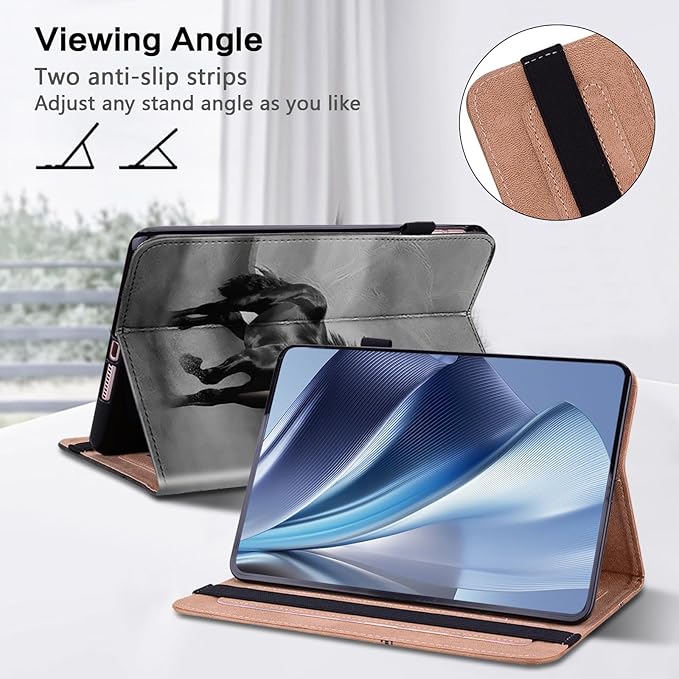 ALILANG Case for Lenovo Tab P12 12.7 inch 2023 (TB-370FUC) Tablet Cases, Ultra-Thin Lightweight Folio Shockproof Folding Stand Protector Cover for Lenovo Tab P12 -Black Horse