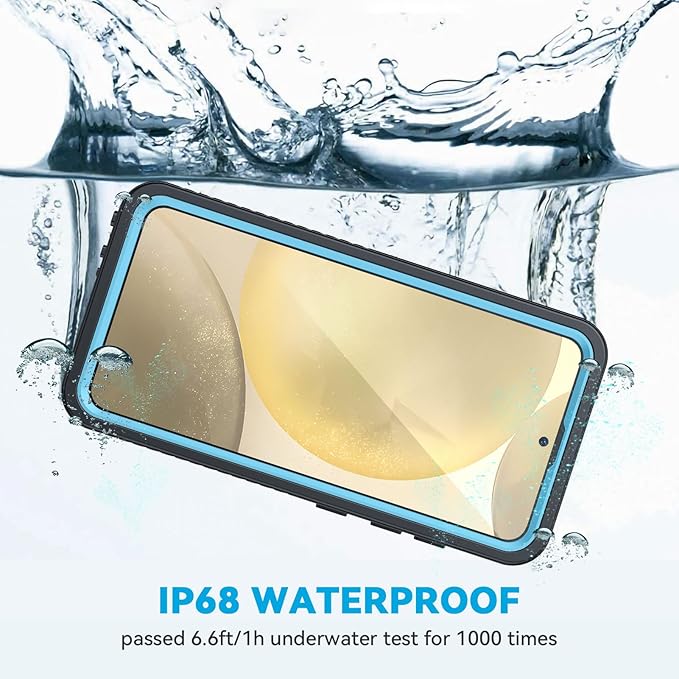 Lanhiem for Samsung Galaxy S24+ Plus Phone Case, IP68 Waterproof Dustproof Case with Built-in Screen Protector, Rugged Full Body Shockproof Protective Cover for Galaxy S24 Plus 6.7 Inch, Light Blue