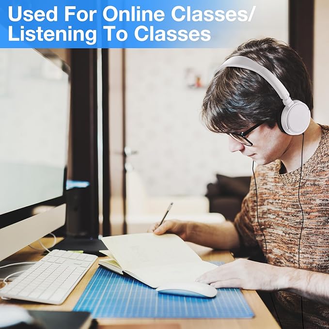 Yunsailing 18 Pack Classroom Headphones Bulk Student Wired Class Headphones Set for Kids School with Individually Wrapped Adjustable Over Ear Head Earbuds(White)