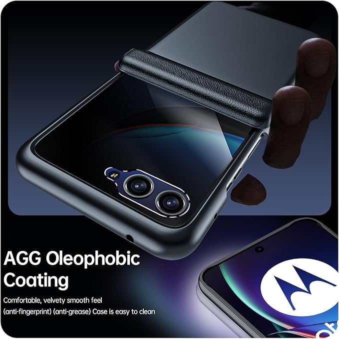 for Motorola Razr Plus Case, Built-in Privacy Screen Protector & Hinge Protection & Ultra Thin Matte PC Shockproof Phone Cover Smartphone Case for Moto Razr Plus 2023 (Black)