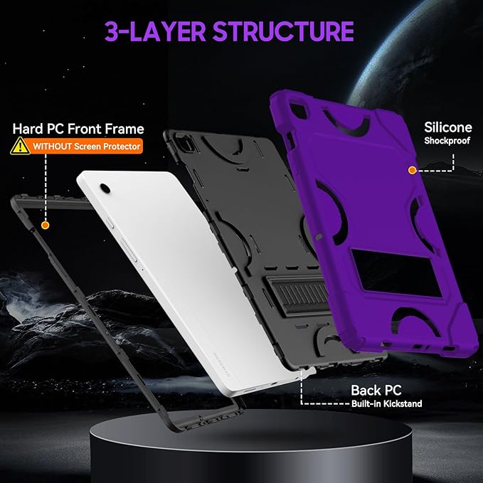 Case for Samsung Galaxy Tab A9+ 11 Inch 2023 Model (X210/X216/X218), Heavy Duty Shockproof Rugged Protective Case for Galaxy Tab A9 Plus Tablet (Dark Purple+Black)