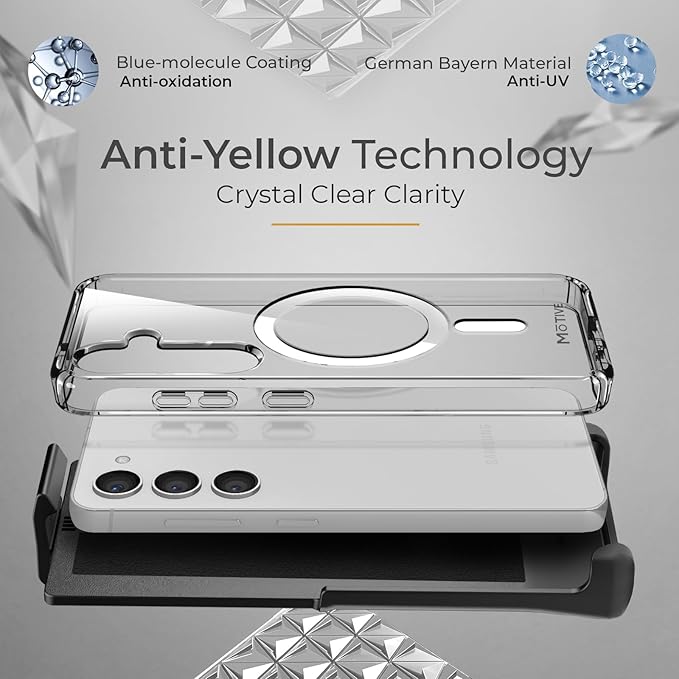 MOTIVE Compatible with s25 Case with Belt Clip, [Military Grade Drop Protection] with Screen Protector, s25 Holster Case 6.2” | Clear [Fits s24 Phone]