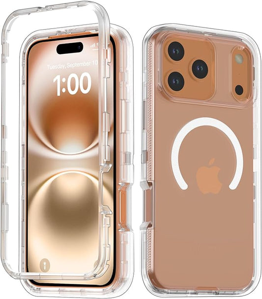 Designed for iPhone 17 Pro Max Case,[Compatible with Magsafe] [Non-Yellowing] [Without Screen Protector] Shockproof/Dust/Drop Proof 3-Layer Full Body Protection Rugged Heavy Duty Cover, Clear