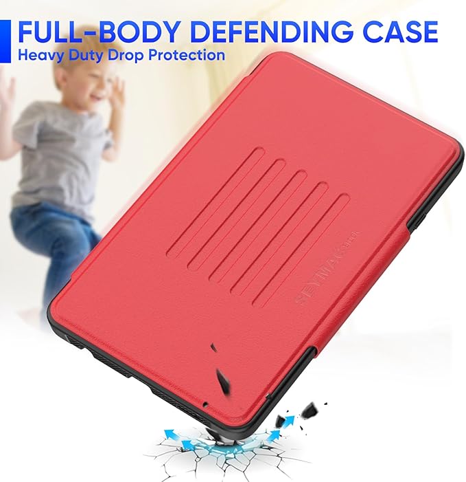 SEYMAC stock Case for Samsung Galaxy Tab A9 8.7'', Case with Magnetic Multi-Angles Stand, Card Slot for Galaxy Tab A9 8.7'' SM-X110/X115/X117, (Red)