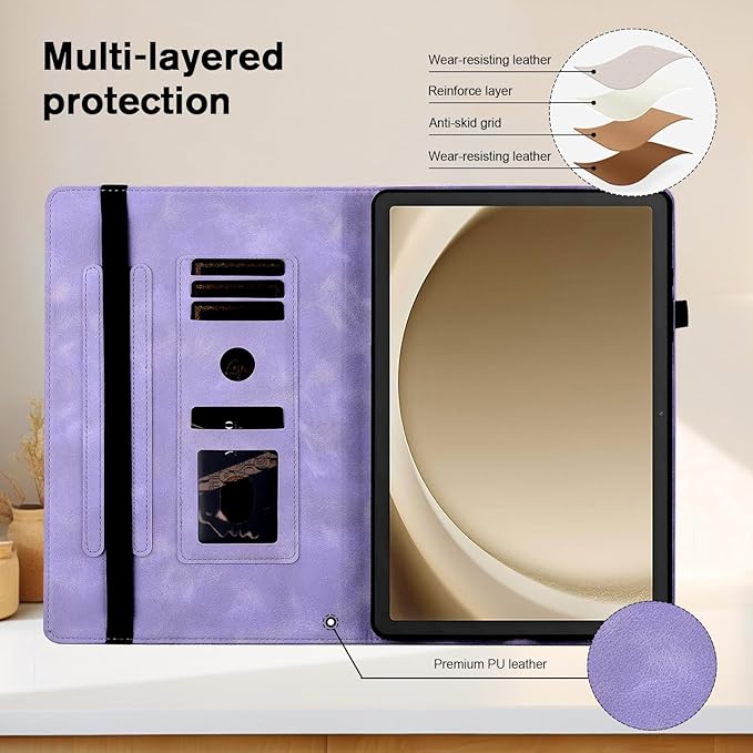 Case for Samsug Galaxy Tab A 10.1 inch 2016 （No S Pen Version） SM-T580 T585 T587, Slim PU Leather Folio Cover with Multi-Angle Stand and Pen Holder, Purple