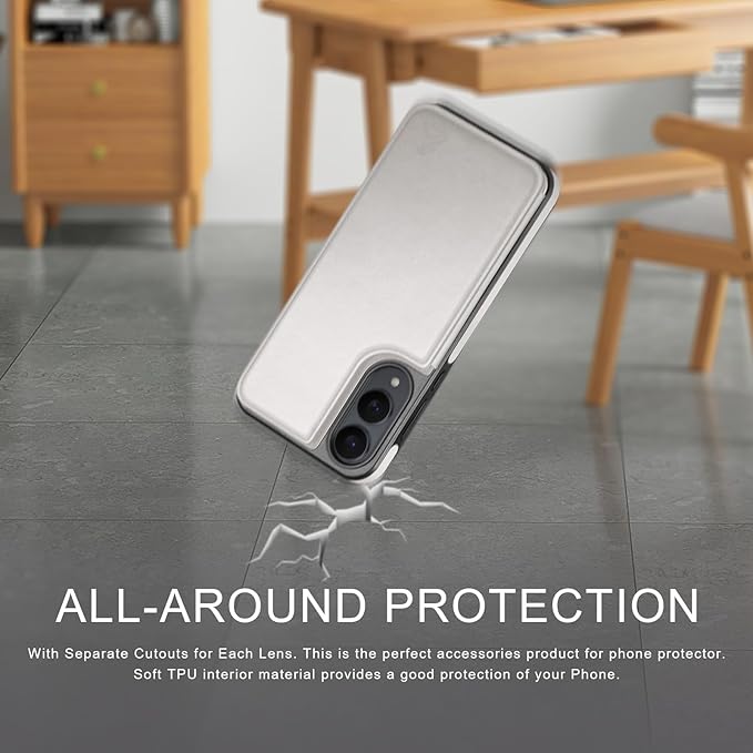 DJDUCK Designed for Samsung Galaxy S25 Edge Case Wallet with Card Holder, [Magnetic Clasp Cover] [RFID Blocking Leather Protection] Shockproof Women Men Cases for Samsung S25 Edge White