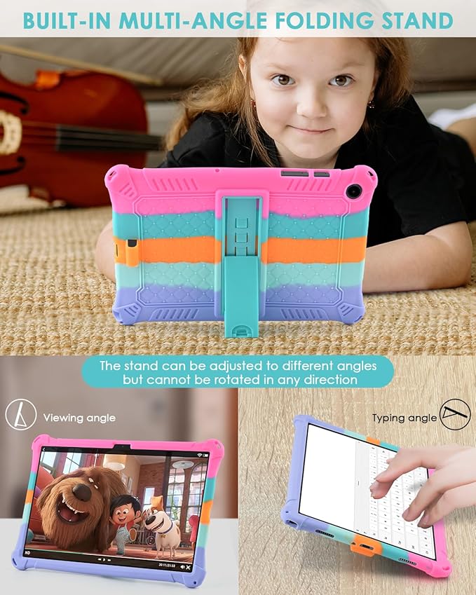 DETUOSI Compatible with Samsung Galaxy Tab A9 Plus Case 11 inch 2023, with Shoulder Strap & Stylus Pen, Soft Silicone Multi-Angle Case for Galaxy Tab A9+ Tablet SM-X210/X216/X218, Dazzling Pink