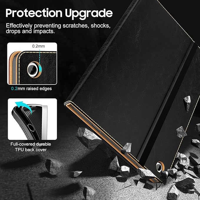 OKP Case for Samsug Galaxy Tab A9+ Plus 11 inch 2024(SM-X210/X216/X218), PU Leather Folio Cover with Multi-Angle Stand//Pen Holder, Auto Wake/Sleep Case for Galaxy A9+ 11" Tablet (Black)