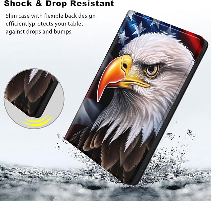 Slim Case for Samsung Galaxy Tab S10 FE / S9 FE 5G 10.9" & Tab S9 11", PU Leather Protective Cover, Multi-Angle Stand, Auto Sleep/Wake, Eagle