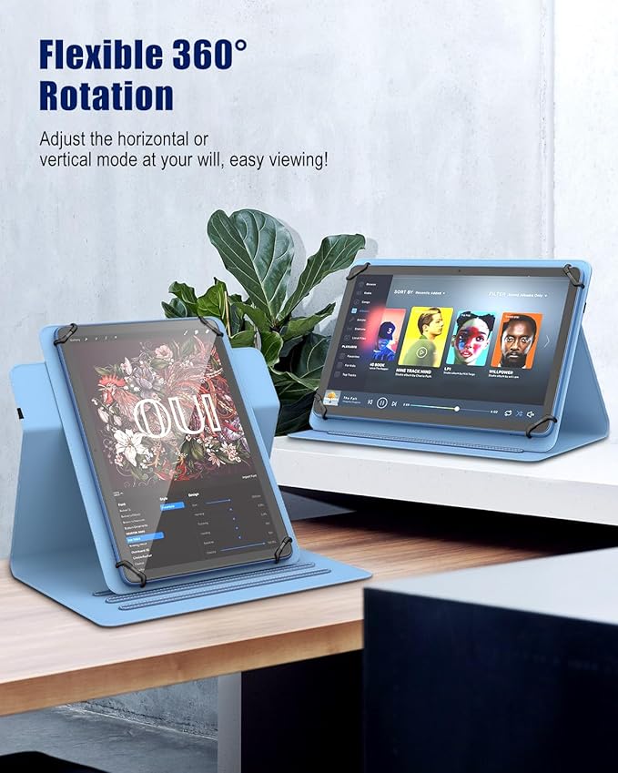 TiMOVO Universal Case for 9-11 Inch Tablet, 360 Degree Rotating Stand Protective Cover with Pen Pocket for 9 10 10.1 Inch Android Touchscreen Tablet, Denim Blue