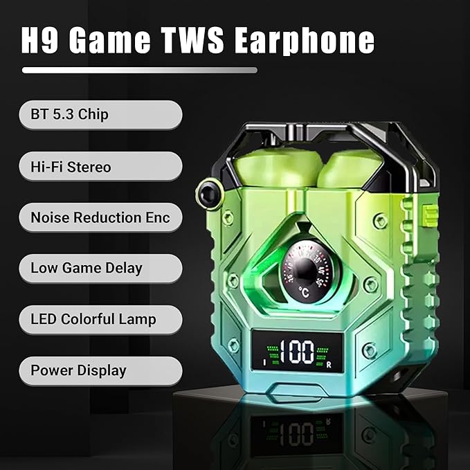 H09 Bluetooth 5.3 Wireless Earbuds with Long Battery Life, Environmental Noise Canceling, IPX7 Waterproof, HiFi Stereo Sound, Low Latency for Games, for iPhone and Android