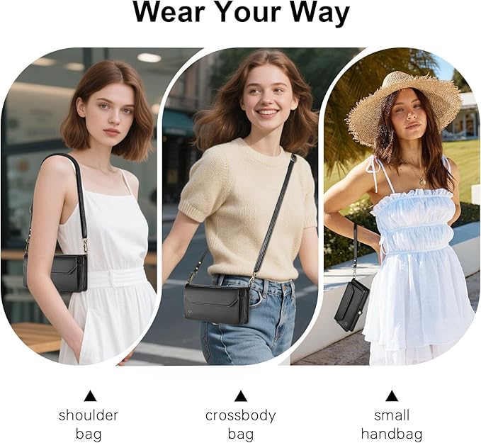 DJBull for Samsung Galaxy S25 Wallet Case with Card Holder, Shoulder and Wristlet Straps, Soft PU Leather, Magnetic Snap, Flip Phone Case for Women Men for Samsung S25 Black