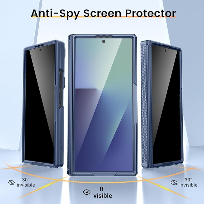 VEGO for Z-Fold7-Case: Galaxy Z Fold 7 Case: with Slide Camera Cover[Built-in Privacy Screen Protector][Adjustable Kickstand] Full Body Drop Protection Case for Samsung Galaxy Fold 7 5G 2025 - Blue
