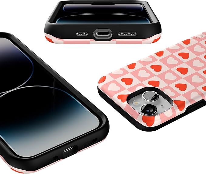 Casely iPhone 14 Case | King of My Heart | Checkered Hearts | Compatible with MagSafe | Bold Protective Design